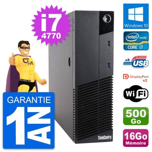 Lenovo ThinkCentre M83 SFF Core i7-4770 16GB RAM 500GB HDD Windows 10 Wi-Fi