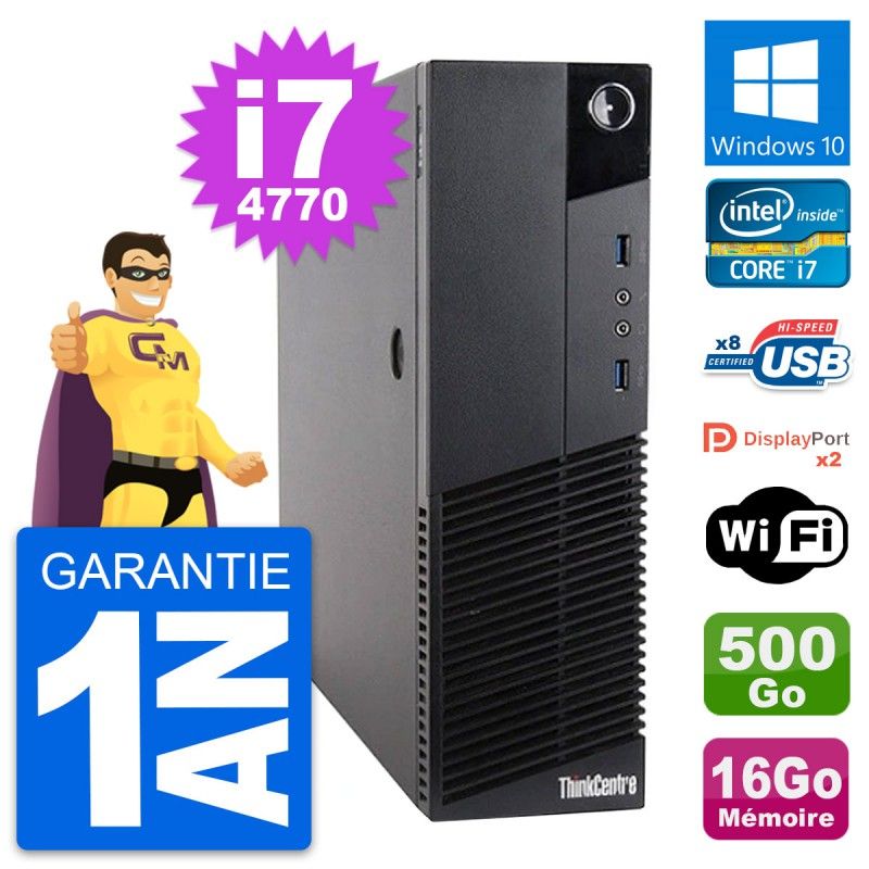 Lenovo ThinkCentre M83 SFF Core i7-4770 16GB RAM 500GB HDD Windows 10 Wi-Fi