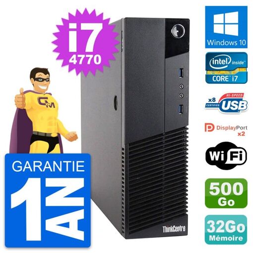 Lenovo ThinkCentre M83 SFF Core i7-4770 32GB RAM 500GB HDD Windows 10 Wifi