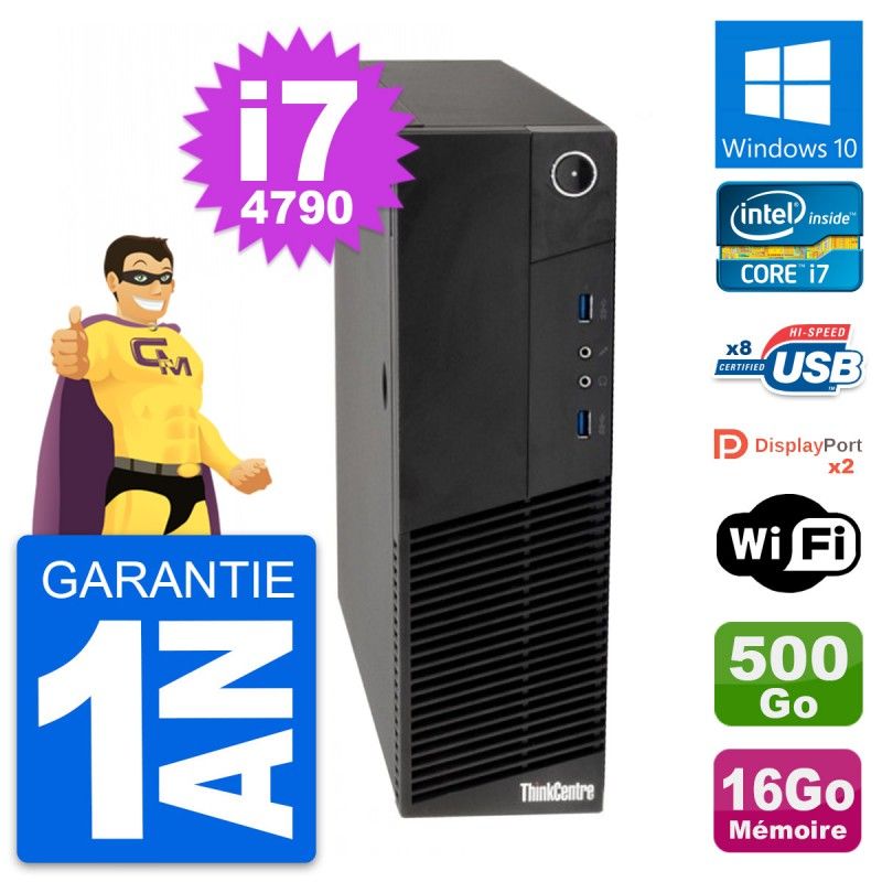 Lenovo ThinkCentre M83 SFF i7-4790 - 16 Go RAM - 500 Go HDD - Windows 10 Wifi