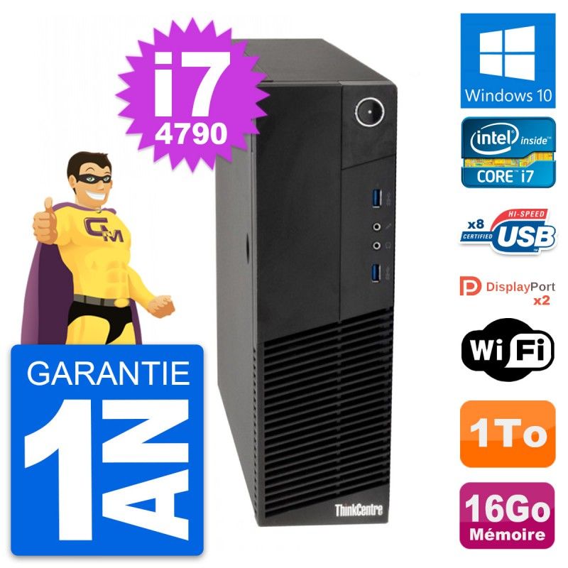 Lenovo ThinkCentre M83 SFF Desktop - Intel i7-4790, 16GB RAM, 1TB HDD, Windows 10, WiFi