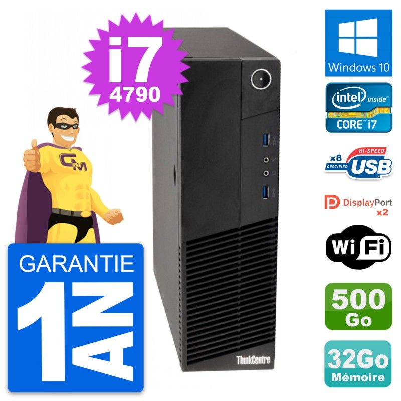 Lenovo ThinkCentre M83 SFF Core i7-4790 32GB RAM 500GB HDD Windows 10 WiFi
