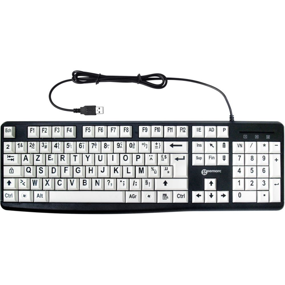 Geemarc Visual Comfort Keyboard White Letter Black