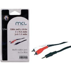 Cable de audio MCL Samar - 3,5 mm estéreo a RCA (2 machos) - 1,5 m