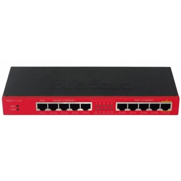 Mikrotik RB2011IL-IN Gigabit Ethernet Switch (10/100/1000) with PoE, Red
