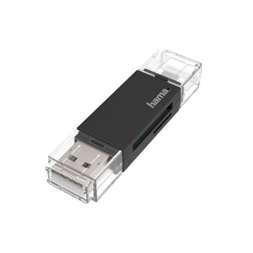 Lector de tarjetas USB Hama, OTG, USB-A + Micro-USB, USB 2.0, SD/microSD