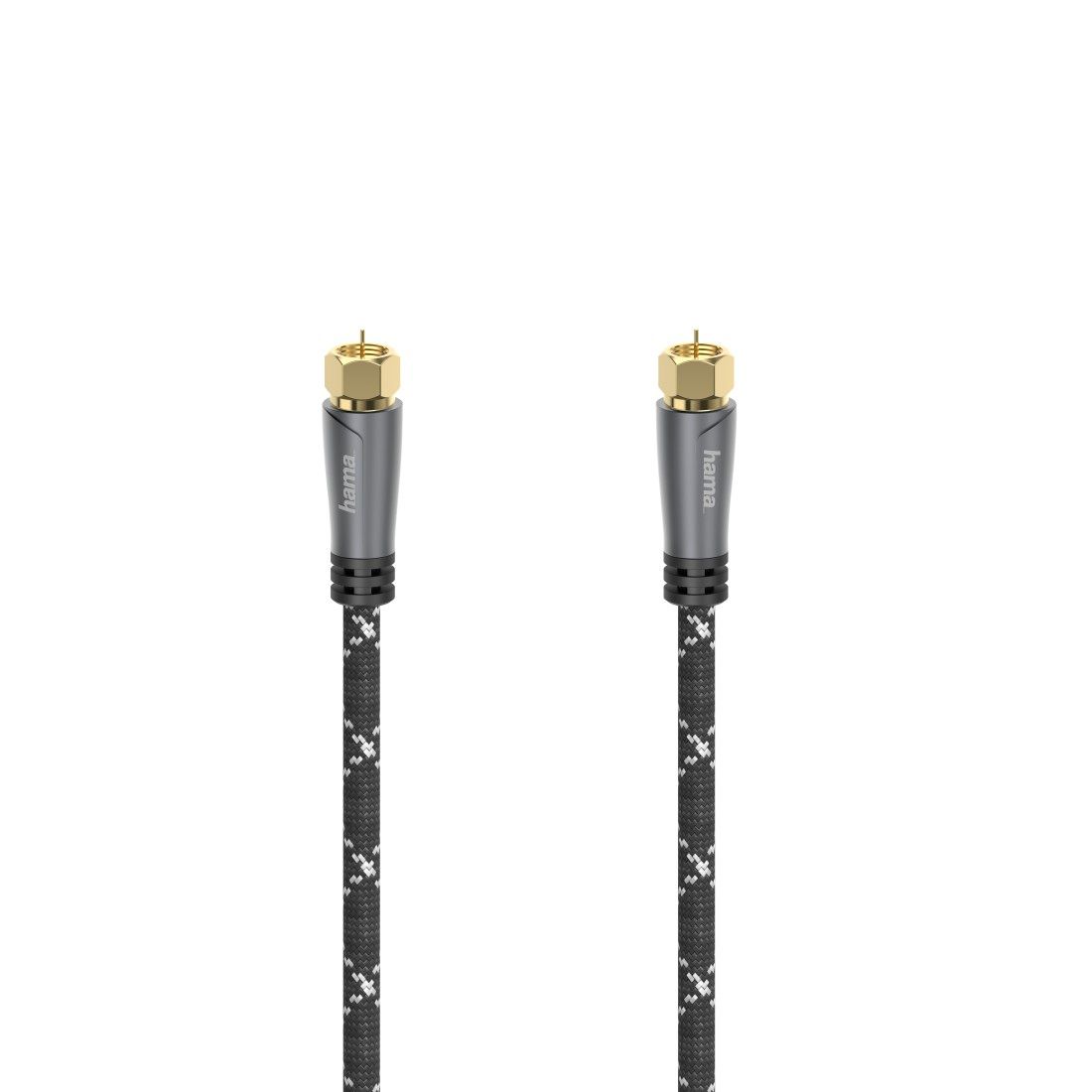 Cable SAT Hama, macho F - macho F, metal, dorado, 5 m, 120 dB