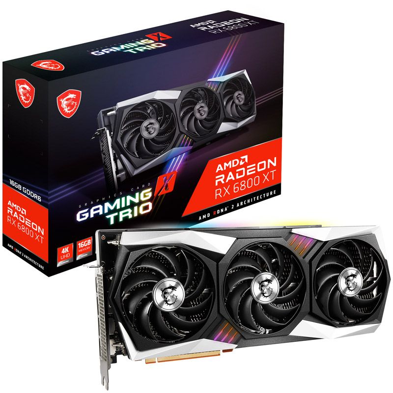 MSI Radeon RX 6800 XT Gaming X Trio 16G - Graphics Card - Radeon RX 6800 XT - 16GB GDDR6 - PCIe 4.0 x16 - HDMI, 3x DisplayPort