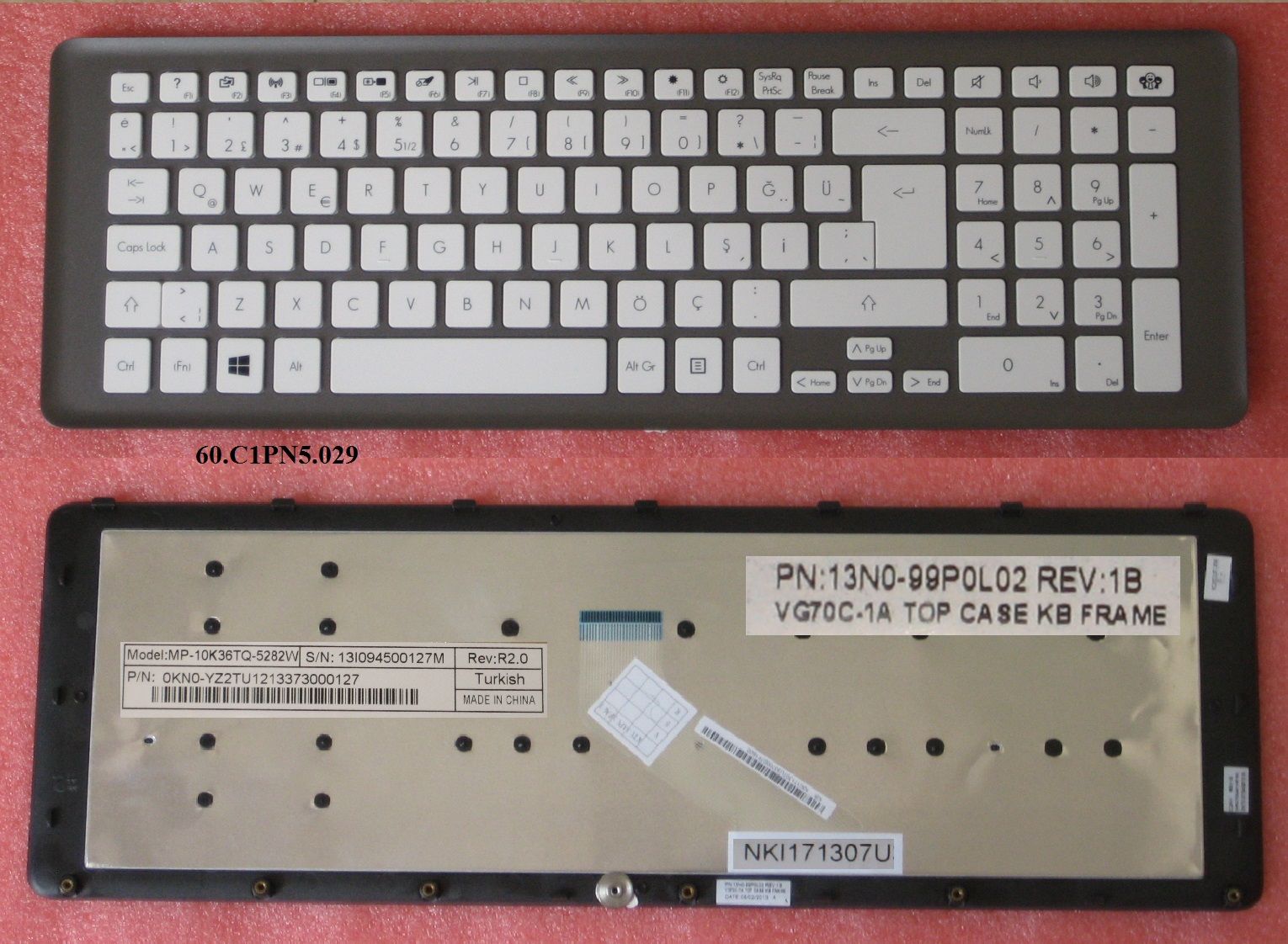 Acer Gateway NV55 Keyboard (Turke, White/Gray)