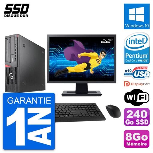 PC de escritorio Fujitsu E920 DT de 22 pulgadas - Procesador Intel G3220, 8GB de RAM, 240GB SSD, Windows 10, Wifi