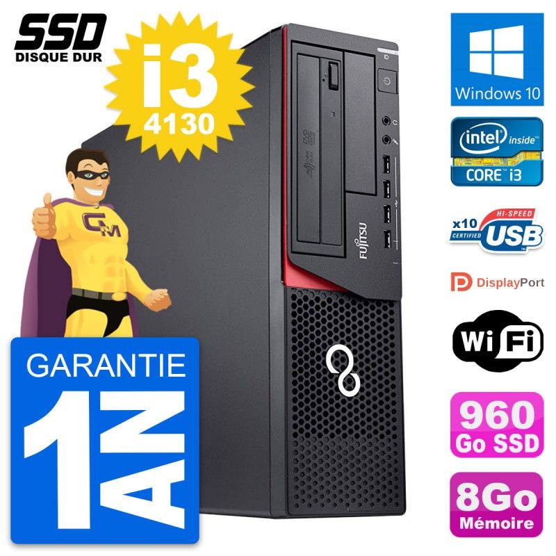 Fujitsu Esprimo E920 DT Desktop PC - Intel Core i3-4130, 8GB RAM, 960GB SSD, Windows 10, WiFi