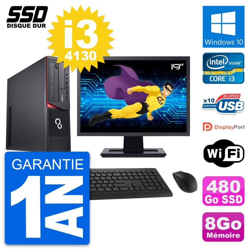 Fujitsu E920 DT 19-Inch PC - Intel i3, 8GB RAM, 480GB SSD, Windows 10, WiFi