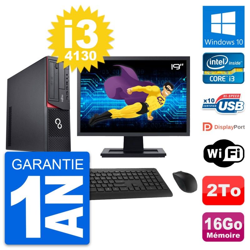 Fujitsu E920 DT 19-inch PC - Intel i3-4130, 16GB RAM, 2TB HDD, Windows 10, WiFi