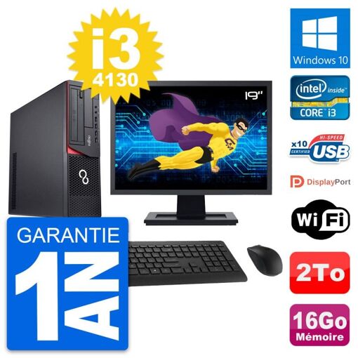 Fujitsu E920 DT 19-inch PC - Intel i3-4130, 16GB RAM, 2TB HDD, Windows 10, WiFi