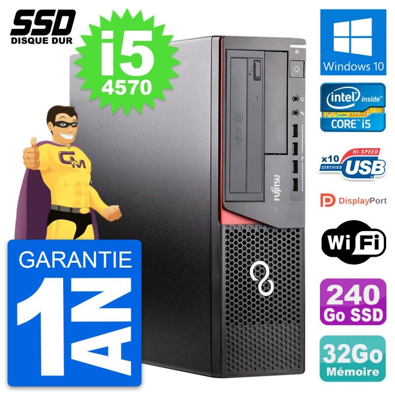 Fujitsu Esprimo E920 DT Desktop PC - Intel Core i5-4570, 32GB RAM, 240GB SSD, Windows 10, WiFi