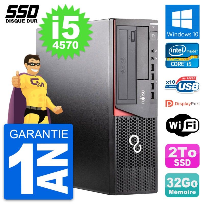 Fujitsu Esprimo E920 DT Desktop PC - Intel Core i5-4570, 32GB RAM, 2TB SSD, Windows 10, WiFi