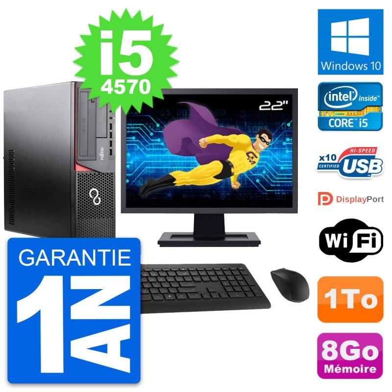 Fujitsu E920 DT 22-inch PC - Intel i5, 8GB RAM, 1TB HDD, Windows 10, WiFi