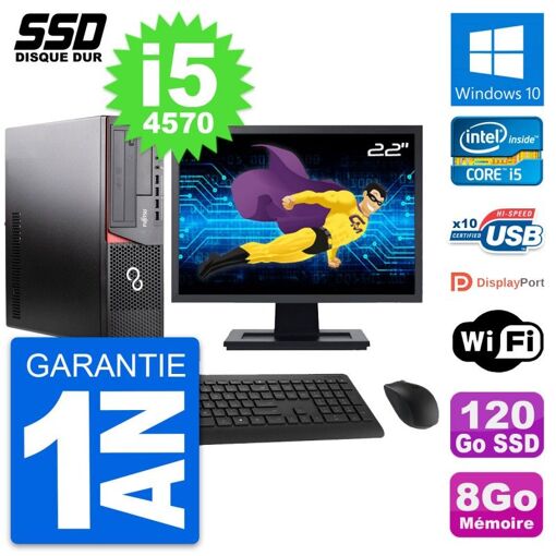 PC de escritorio Fujitsu E920 DT de 22 pulgadas (i5-4570, 8GB RAM, 120GB SSD, Windows 10)