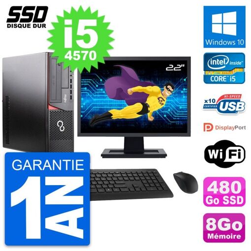 Fujitsu E920 DT 22-inch PC - Intel i5, 8GB RAM, 480GB SSD, Windows 10, WiFi