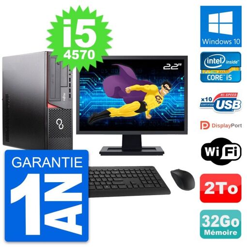 Fujitsu E920 DT 22-inch Desktop PC - Intel i5-4570, 32GB RAM, 2TB HDD, Windows 10
