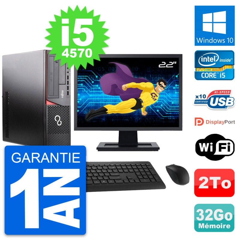 PC de escritorio Fujitsu E920 DT de 22 pulgadas - Intel i5-4570, 32 GB de RAM, 2 TB HDD, Windows 10
