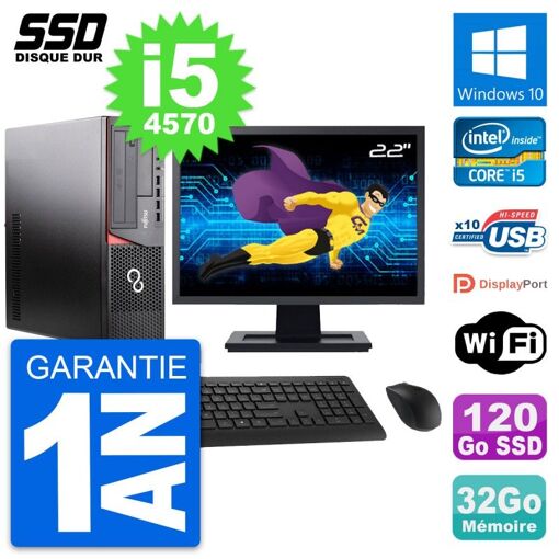 Fujitsu E920 DT 22-inch PC - Intel i5, 32GB RAM, 120GB SSD, Windows 10, WiFi