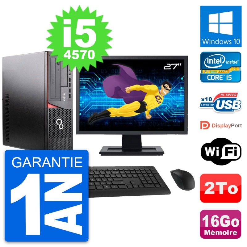 Fujitsu E920 DT 27-Inch Desktop PC (Intel i5-4570, 16GB RAM, 2TB HDD, Windows 10)