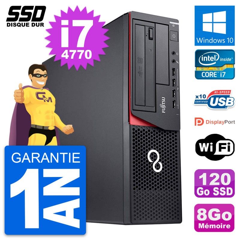 Fujitsu Esprimo E920 DT Desktop Computer - Intel Core i7-4770, 8GB RAM, 120GB SSD, Windows 10, WiFi