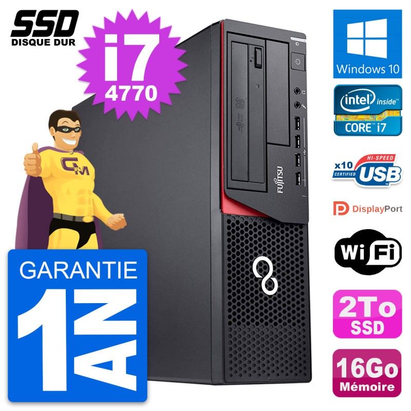 Fujitsu Esprimo E920 DT Desktop PC - Intel Core i7-4770, 16GB RAM, 2TB SSD, Windows 10, WiFi