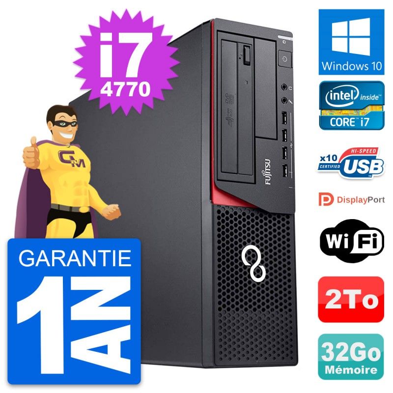 Fujitsu Esprimo E920 DT Desktop PC - Intel i7-4770, 32GB RAM, 2TB HDD, Windows 10, WiFi