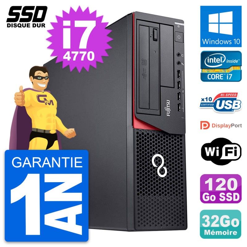 Fujitsu Esprimo E920 DT Desktop - Intel Core i7-4770, 32GB RAM, 120GB SSD, Windows 10, WiFi