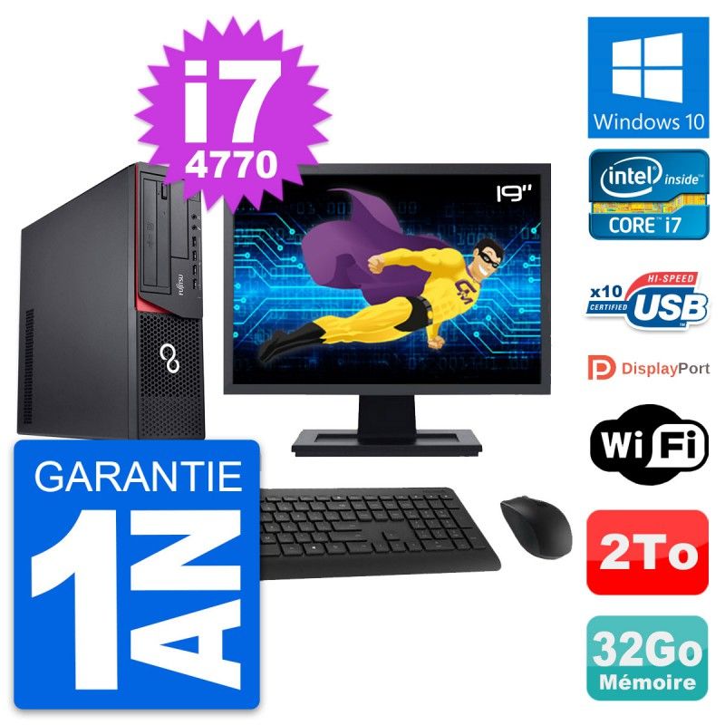 PC de sobremesa Fujitsu E920 DT de 19 pulgadas - Procesador Intel i7, 32 GB de RAM, 2 TB de almacenamiento, Windows 10