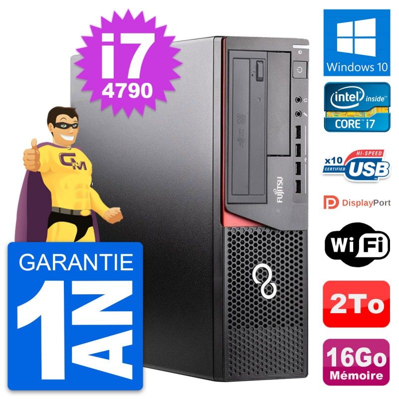 PC de escritorio Fujitsu Esprimo E920 DT - Procesador Intel i7-4790, 16GB RAM, 2TB HDD, Windows 10, WiFi