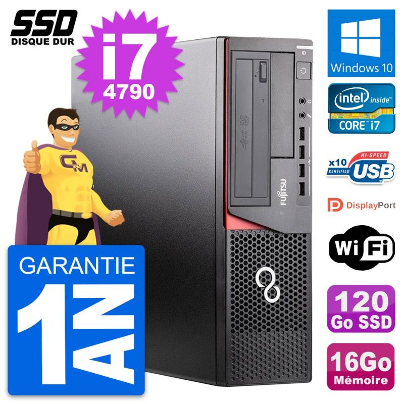 Fujitsu Esprimo E920 DT - Intel Core i7-4790, 16GB RAM, 120GB SSD, Windows 10, WiFi