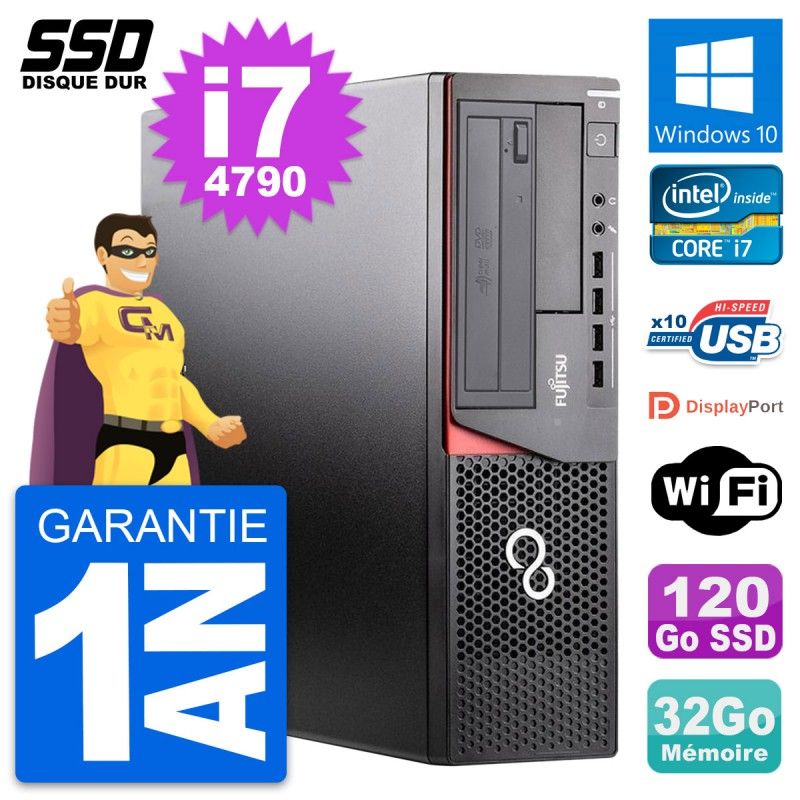 Fujitsu Esprimo E920 DT Desktop PC - Intel Core i7-4790, 32GB RAM, 120GB SSD, Windows 10, WiFi
