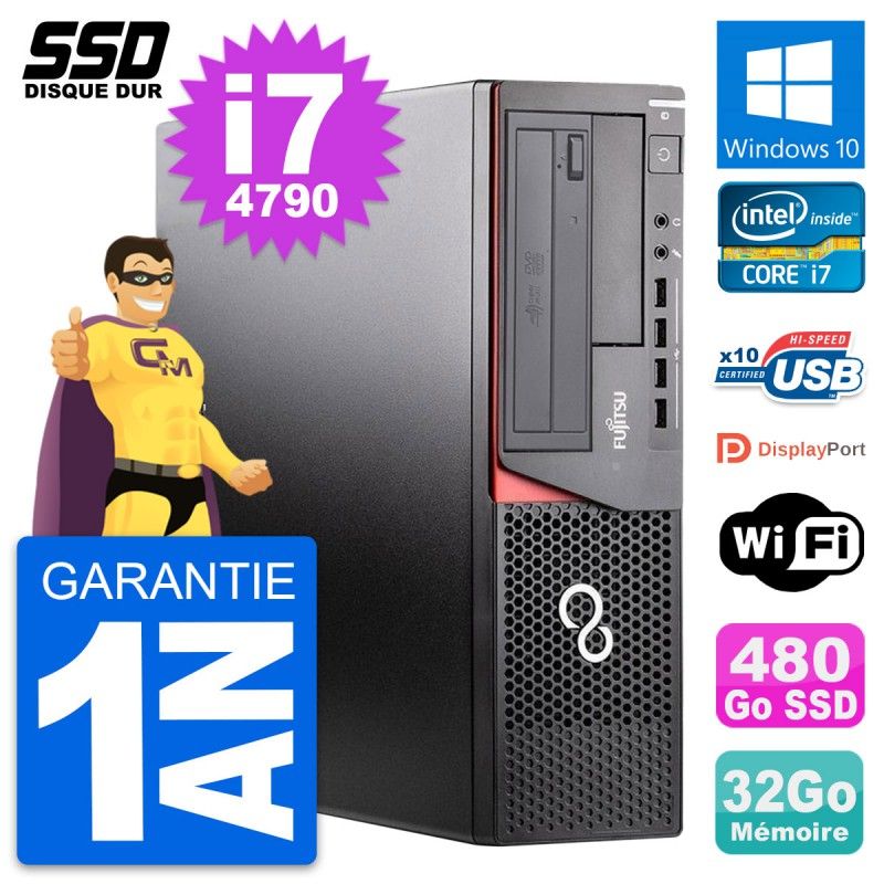 Fujitsu Esprimo E920 DT Desktop PC - Intel Core i7-4790, 32GB RAM, 480GB SSD, Windows 10, WiFi