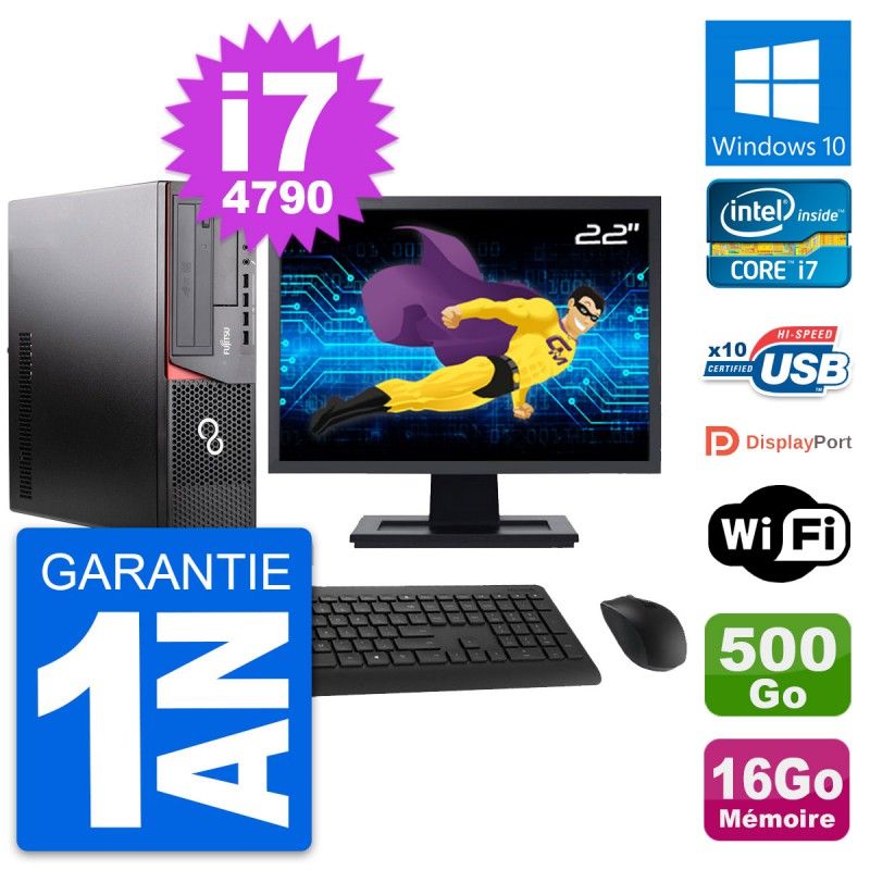 Fujitsu E920 DT 22-Inch Desktop PC - Intel i7-4790, 16GB RAM, 500GB HDD, Windows 10, WiFi