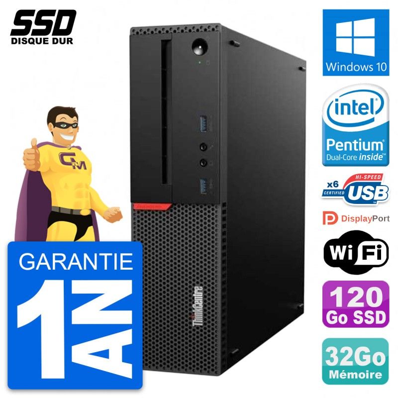 Lenovo ThinkCentre M700 SFF Desktop - Intel G4400, 32GB RAM, 120GB SSD, Windows 10, Wifi