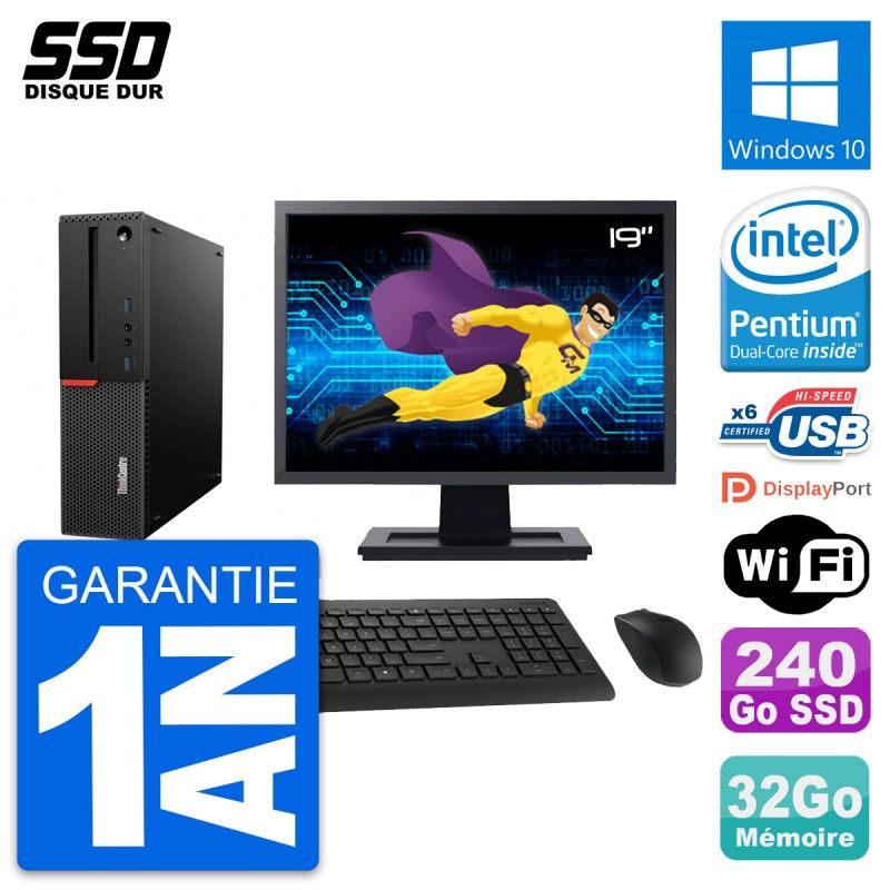 Lenovo M700 SFF Desktop Computer | 19" Screen | Intel G4400 | 32GB RAM | 240GB SSD