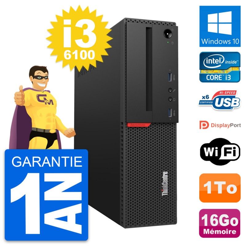 Lenovo ThinkCentre M700 SFF Desktop PC - Intel i3-6100, 16GB RAM, 1TB HDD, WiFi