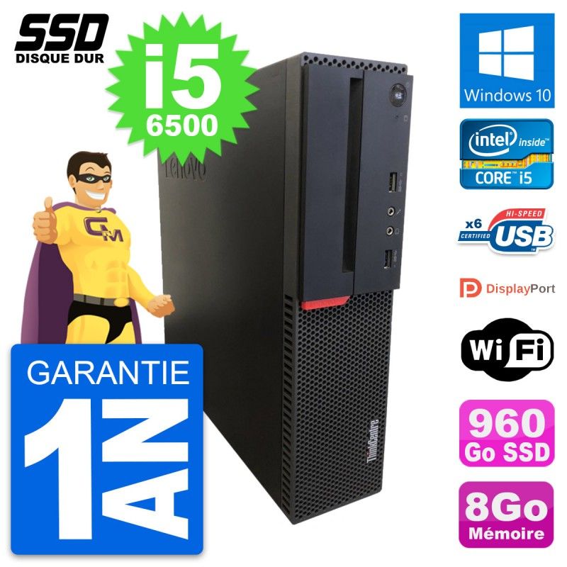 Lenovo ThinkCentre M700 SFF Desktop - Intel i5-6500, 8GB RAM, 960GB SSD, Windows 10, WiFi