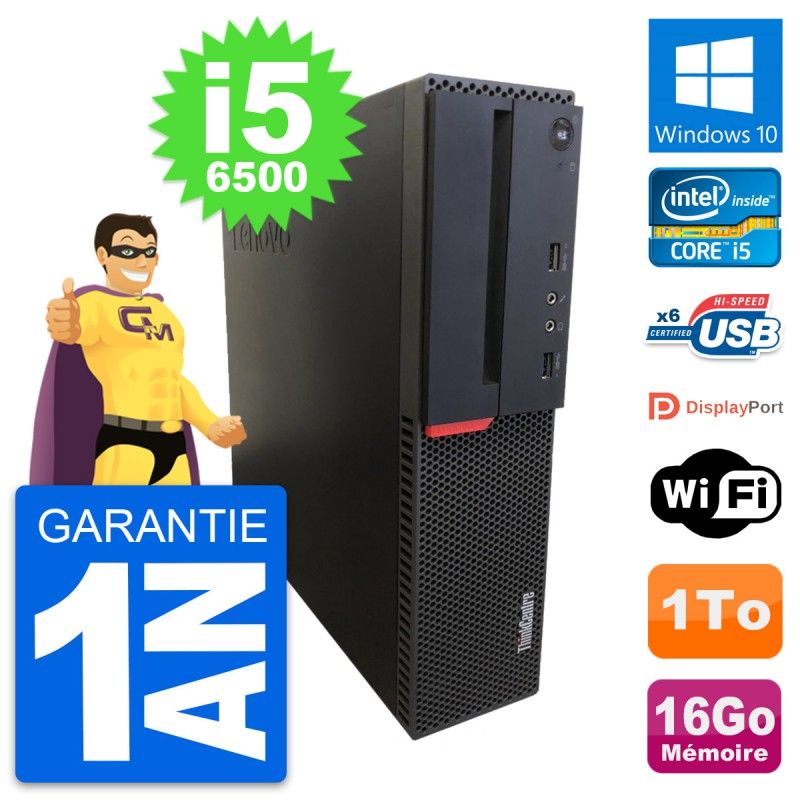 Lenovo ThinkCentre M700 SFF Desktop Computer - Intel i5-6500, 16GB RAM, 1TB HDD, Windows 10, WiFi