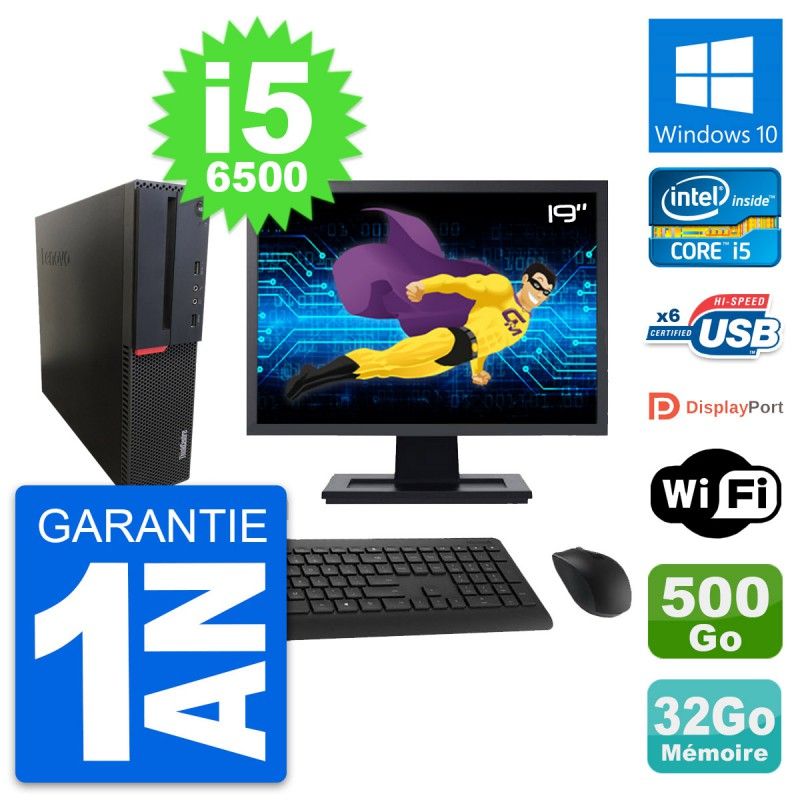 Lenovo M700 SFF Desktop Computer | 19" Screen | Intel i5-6500 | 32GB RAM | 500GB Storage