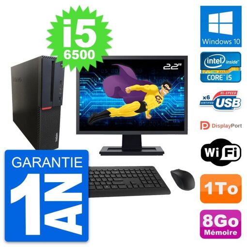 Lenovo M700 SFF Desktop Computer - 22" Screen, Intel i5-6500, 8GB RAM, 1TB HDD, Windows 10, WiFi