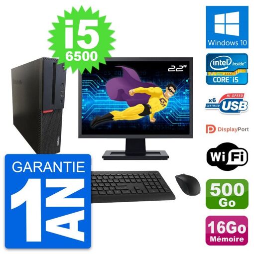 Lenovo M700 SFF Desktop Computer | 22" Screen | Intel i5-6500 | 16GB RAM | 500GB HDD