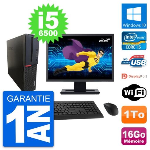 Lenovo M700 SFF Desktop Computer | 22" Screen | Intel i5-6500 | 16GB RAM | 1TB HDD | Windows 10 | WiFi