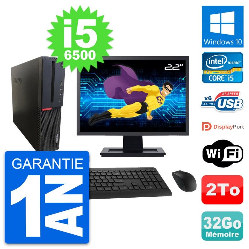 Lenovo M700 SFF Desktop Computer | 22" Screen | Intel i5-6500 | 32GB RAM | 2TB HDD | Windows 10