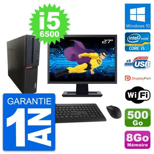 Lenovo M700 SFF Desktop PC | 27" Screen | Intel i5-6500 | 8GB RAM | 500GB HDD | Windows 10 | WiFi