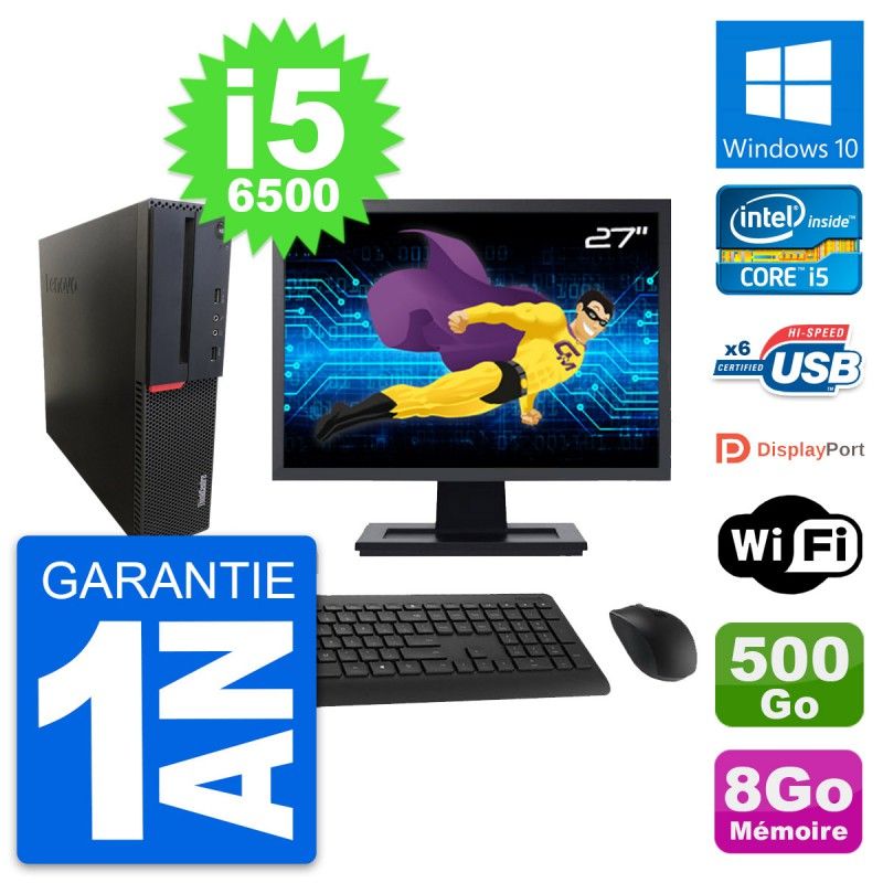 Lenovo M700 SFF Desktop PC | 27" Screen | Intel i5-6500 | 8GB RAM | 500GB HDD | Windows 10 | WiFi