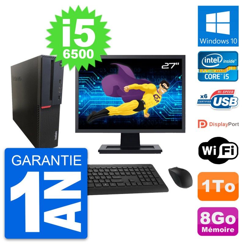 Lenovo M700 SFF Desktop Computer - 27" Screen, Intel i5-6500, 8GB RAM, 1TB HDD, Windows 10, WiFi